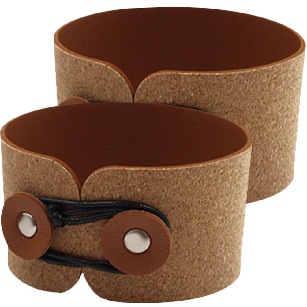 Alipis 2Pcs Coffee Cup Sleeves - PU Leather, Heat-Resistant, Mug & Glass Protectors