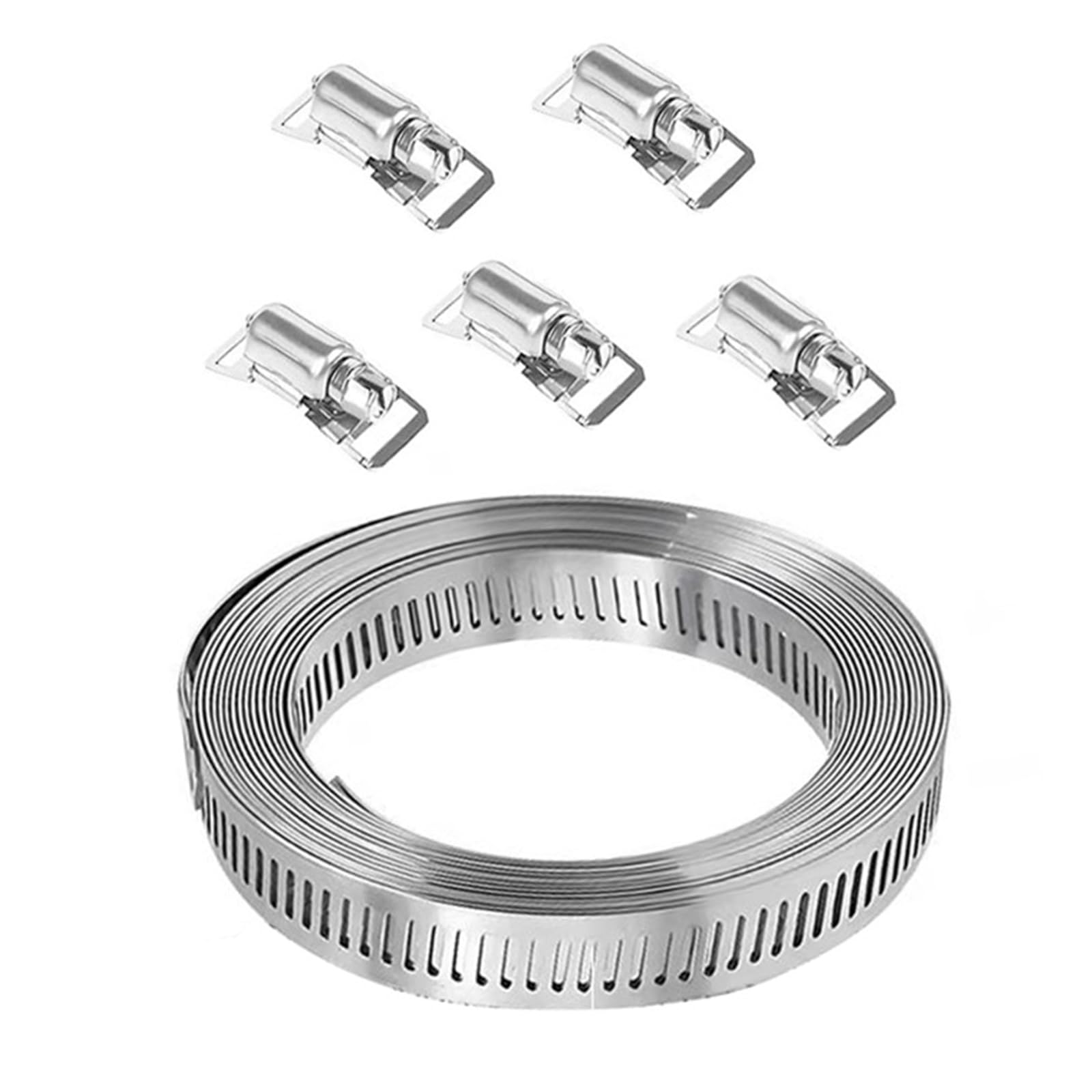 Large Hose Clamps Gear Stainless Steel Clamp with 5 Fasteners Plumbing Clamp for Pipe, Duct, Tube Adjustable Gear Band Hose Clamps