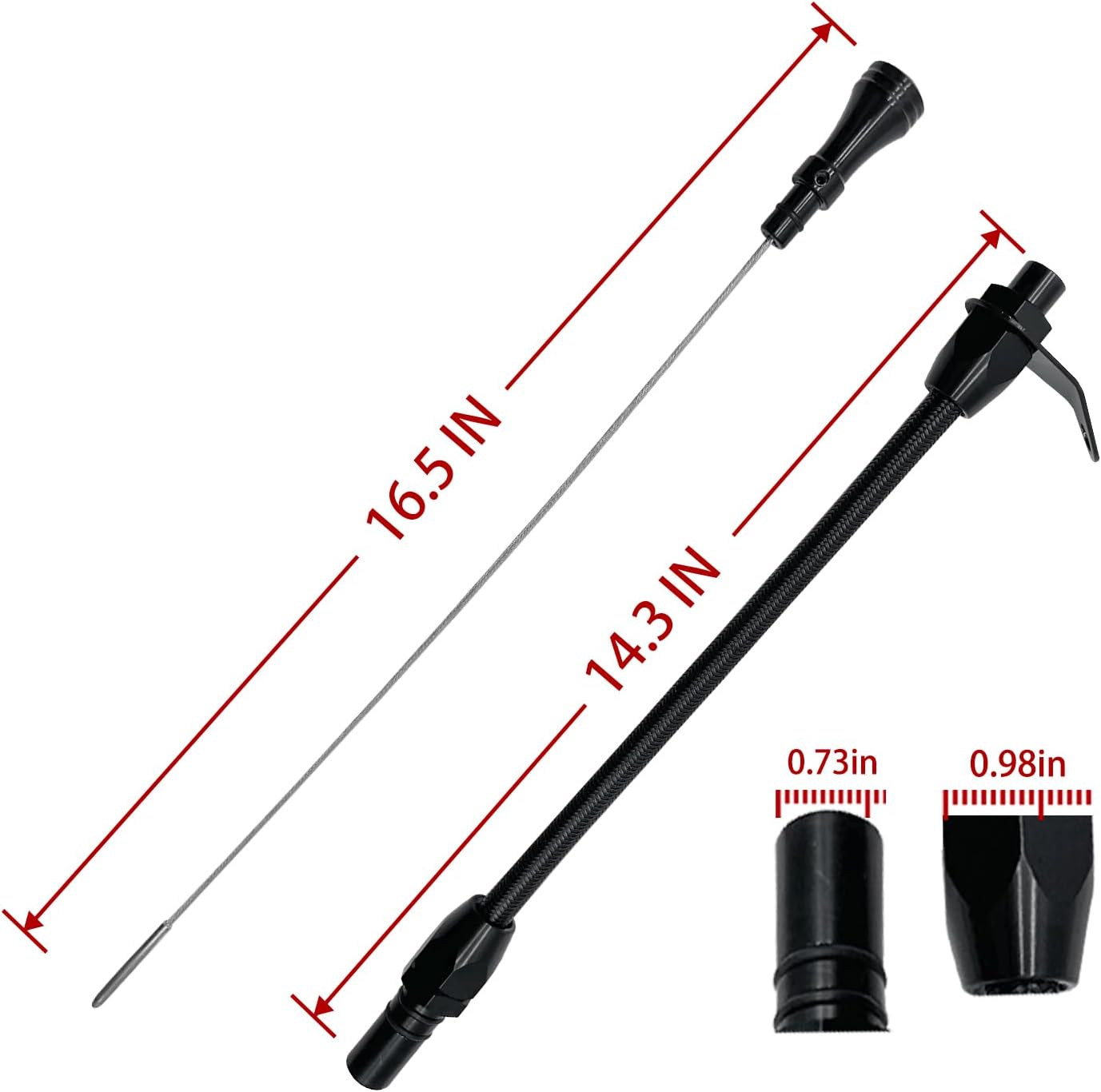 HAHAHA Short' Bellhousing Mount. 4L60E Transmission Dipstick - 16.5" Bellhousing Mount' Stainless Steel Compatible with Chevy/GM TH-700R4 & 4L60E (Black)