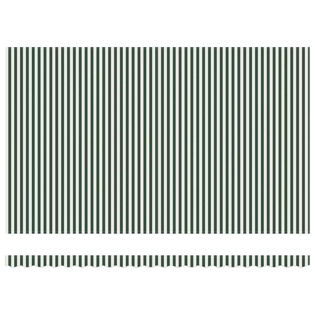Markisenersatzstoff 5x3 m, Ersatzstoff für Gelenkarmmarkise, Markisenstoff mit Volant, Markisenbespannung aus Polyester 240 GSM für Terrasse und Garten, Grün Weiß