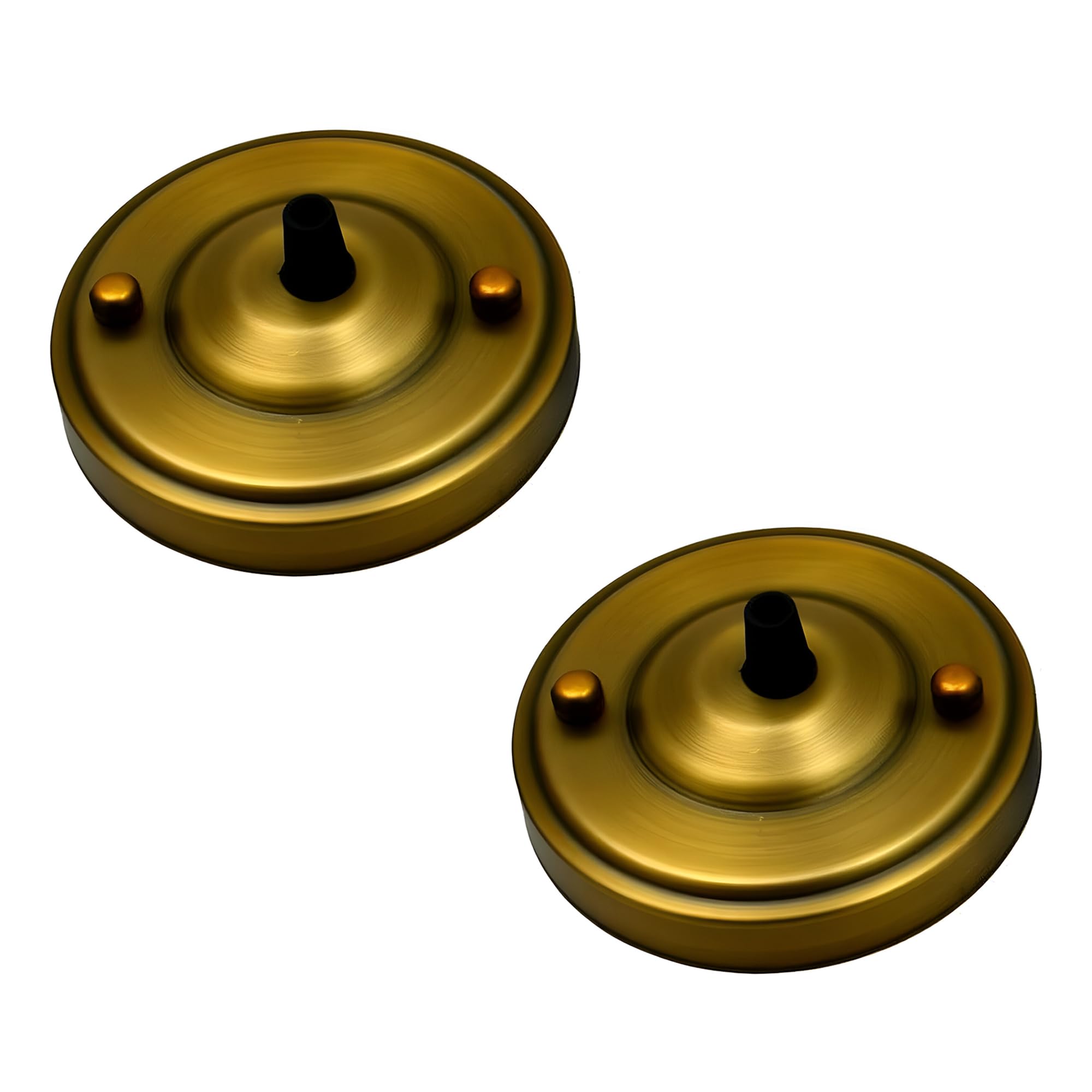 2 Pack Yellow Brass Ceiling Rose 108mm Pendant Cable Grip Flex Clamp Modern Metal Plate Canopy Replacement Cover Front Fitting Base with Accessories for Home Light Fixture Hanging Ceiling Wall Lamp