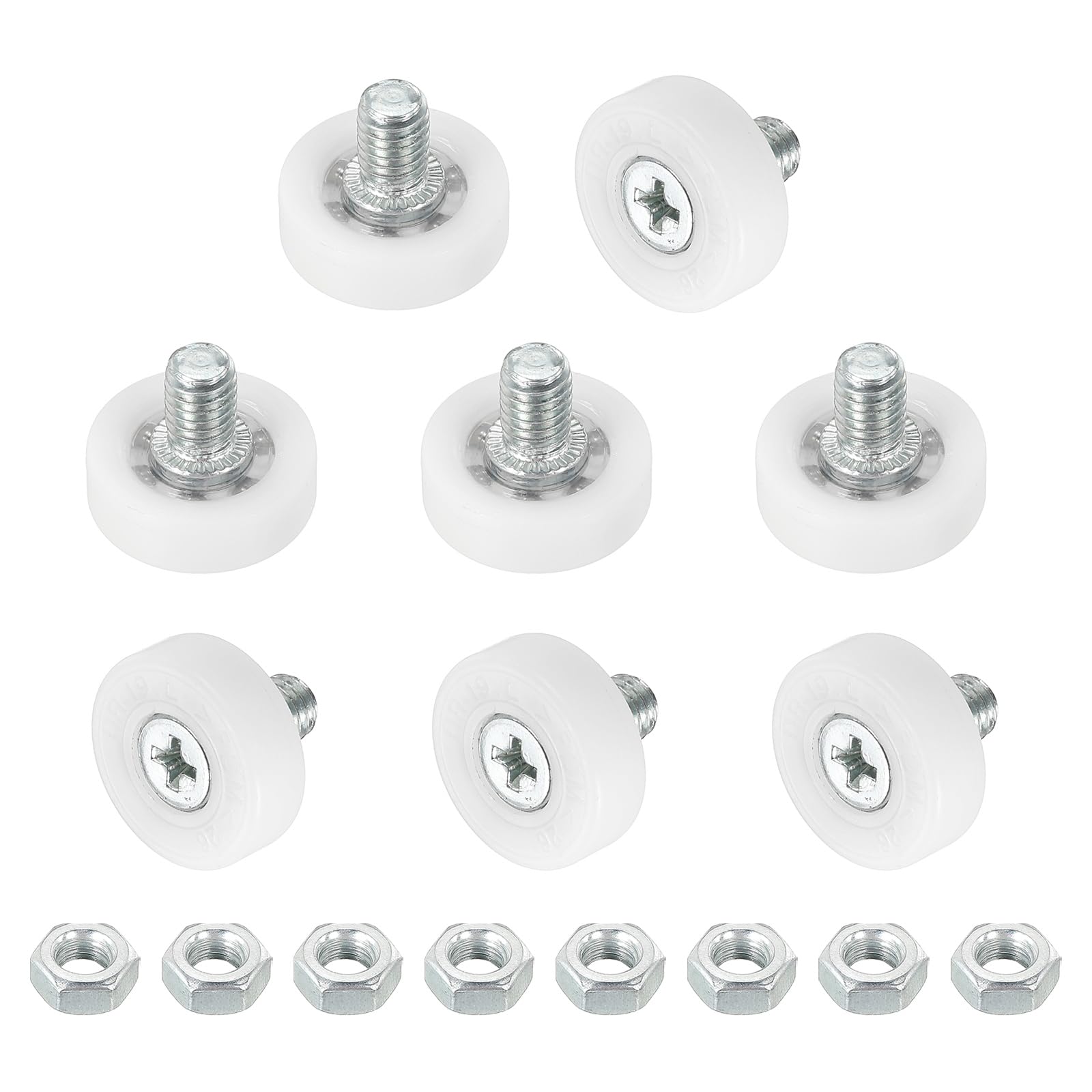 MECCANIXITY Drawer Rollers Nylon Cabinet Drawer Pulley Replacement Wheels Bearing 19mm Drawer Positioning Roller Slide Guides with Nuts for Furniture Parts Cupboard Wardrobe Pack of 4