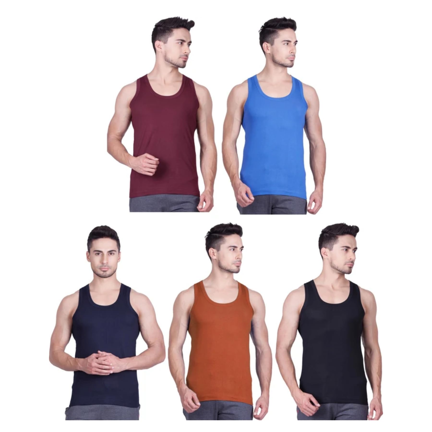 zambet Men’s Cotton Sleeveless Vest – Soft Stretch Gym Tank Top | Sweat Absorbent | Comfortable Regular Fit | Solid Colors-picture-22