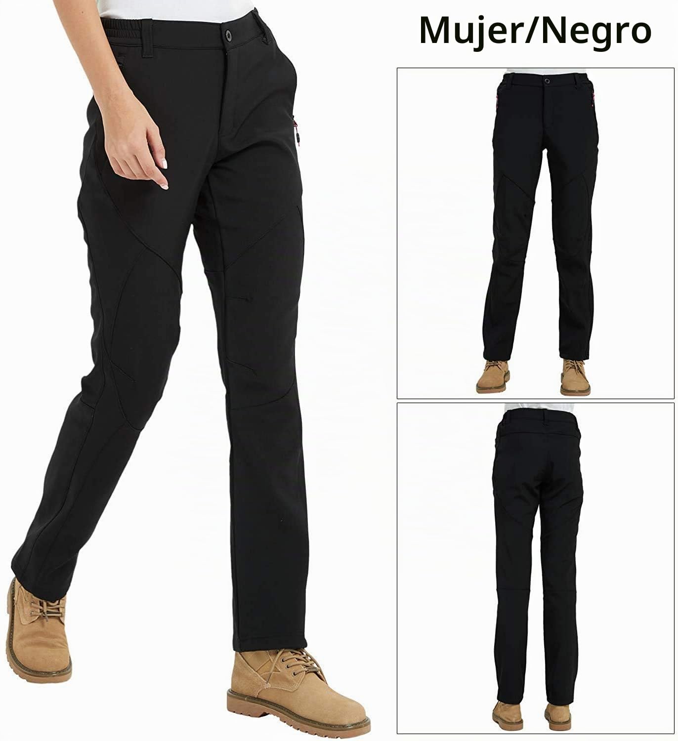 FLYGAGA Pantalones Trekking Mujer Invierno Aire Libre Impermeable Termicos Montaña Senderismo Esqui Softshell