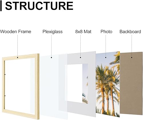 Miniatura 3 de Vittanly Marcos de fotos de 12 x 12 pulgadas para pared, para exhibir fotos de 8 x 8 pulgadas con paspartú o de 12 x 12 pulgadas sin paspartú,