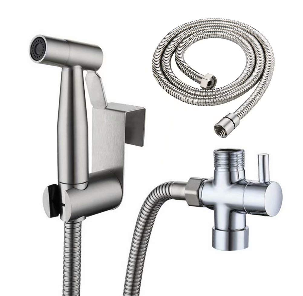 Handheld Bidet Toilet Sprayer,Stainless Steel Bathroom Bidet Attachment with Hose for Feminine Wash,Baby Diaper Cloth Washer Cleaner and Shower Sprayer for Pet,Wall or Toilet Mount