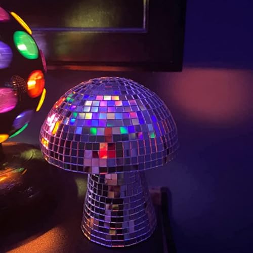 Miniatura 7 de Bola de discoteca creativa de hongo para fiesta, decoración de mesa, espejo retro hecho a mano, bola de discoteca en forma de hongo, decoración de