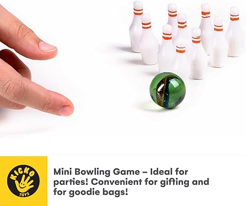 Miniatura 3 de Kicko Juego de bolos en miniatura – 11 piezas de 1.5 pulgadas Deluxe – para niños, jugar, recuerdos de fiesta, diversión, niños, niñas, bolos, etc.