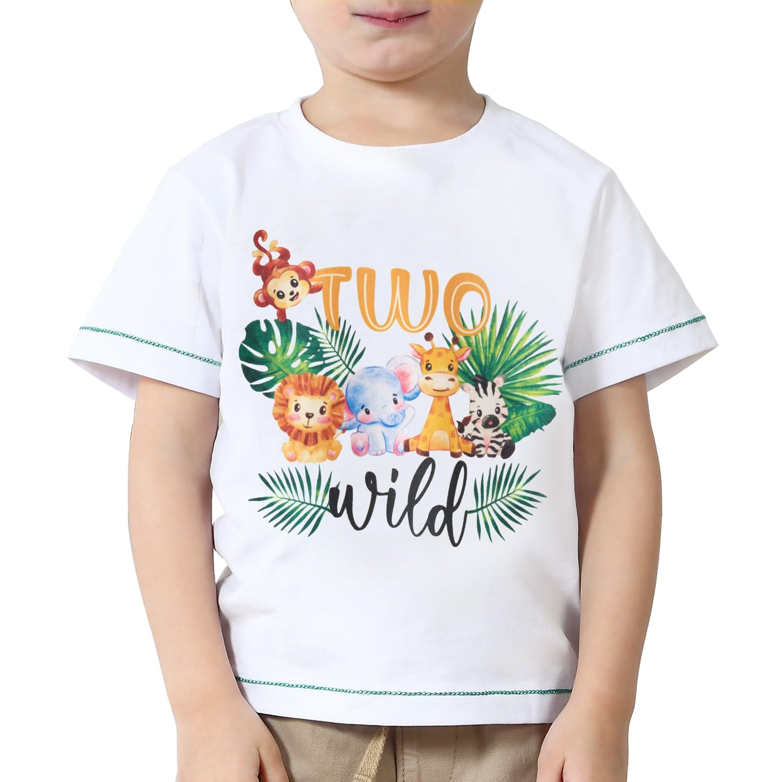 WAWSAMBaby Boy 2nd Birthday T-Shirt - I’m Two Wild 2 Jungle Animals Birthday Top Tee