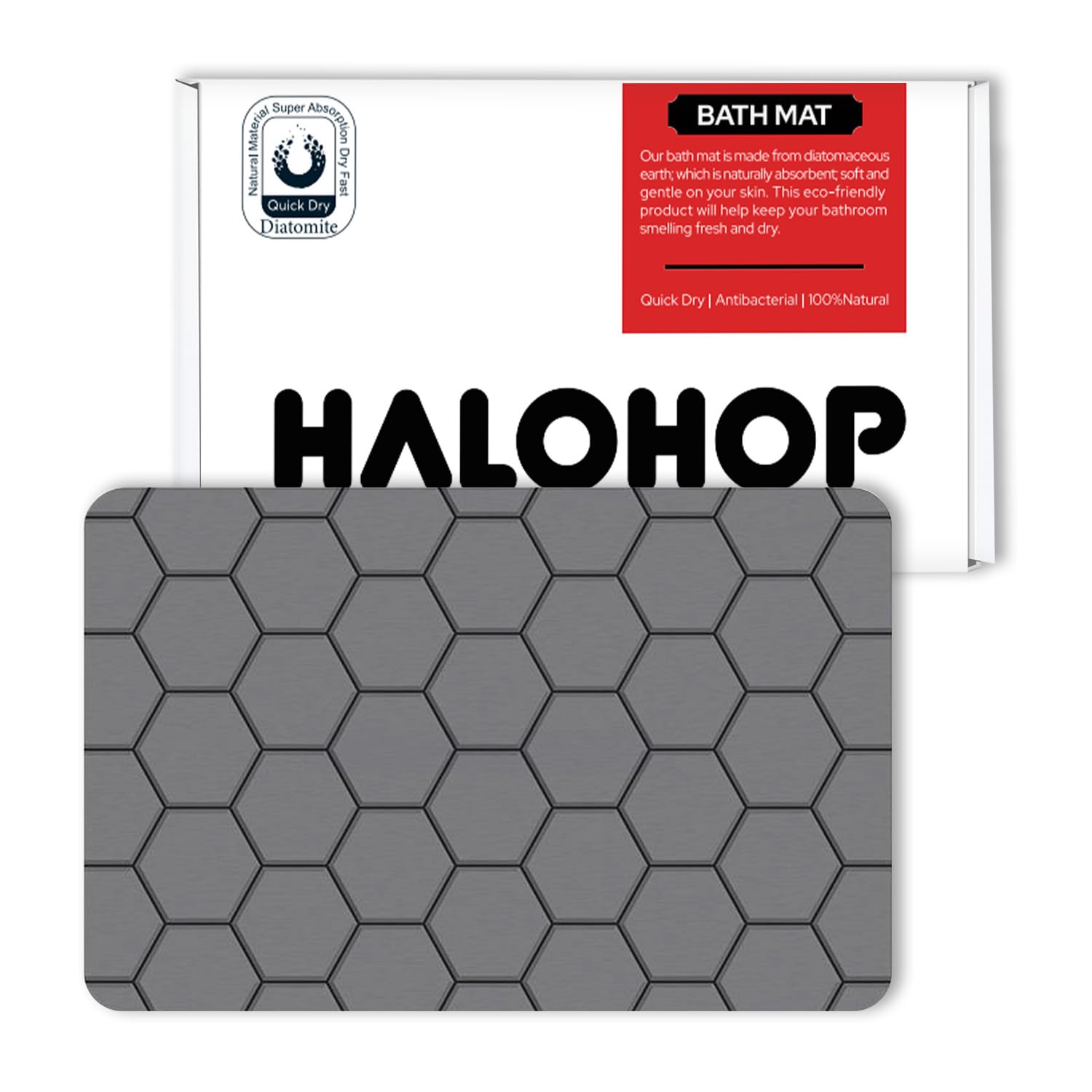 Halohop Stone Bathroom Mat, Diatomaceous Earth Non-Slip Stone Shower Mat - Quick Drying Absorbent Stone Mat for Bathroom - Elegant & Modern Design, Easy to Clean, TerraDry (Honeycomb) (B0D21MZTNR) Amazon Price History, Amazon Price Tracker