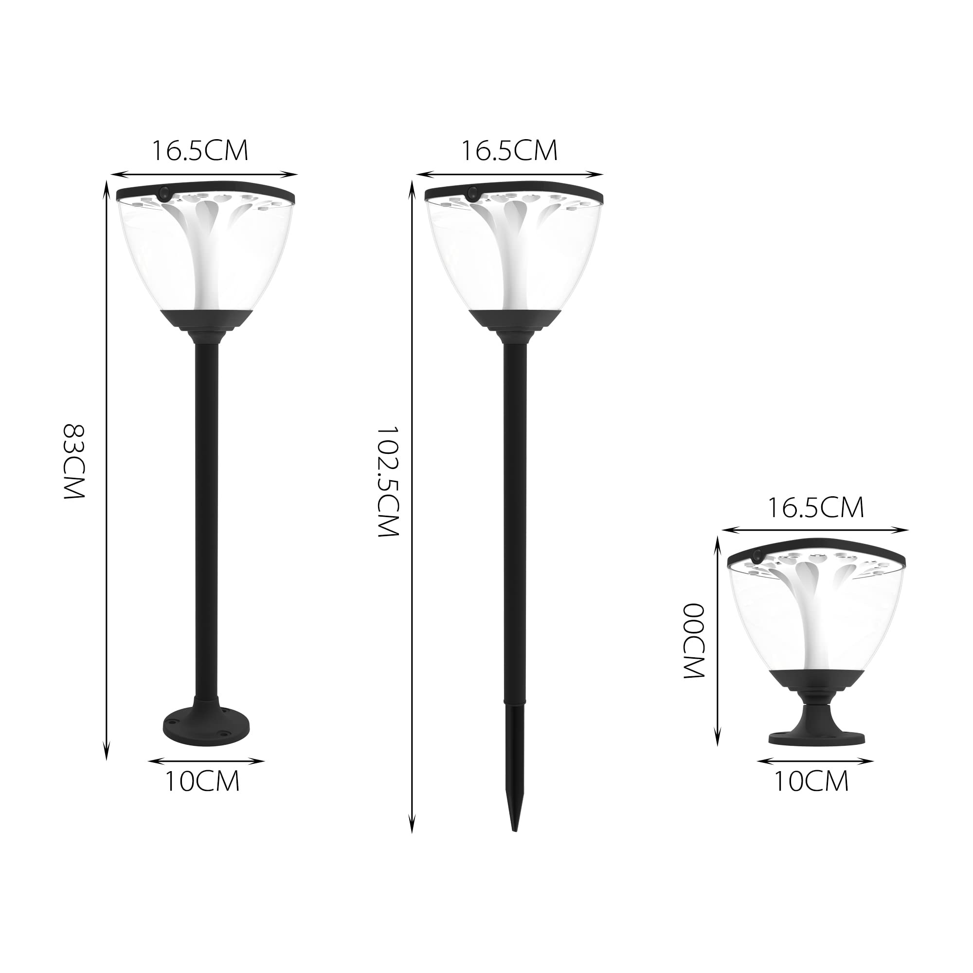 duowelly Lampione Solare Led Esterno con Palo,LED Luci Solari per Sentieri IP65 Impermeabile,Wireless Luce Solare con 3 Modalità,per Patio, Cortile,Vialetto,Percorso,83CM Alluminio(1 Pack)
