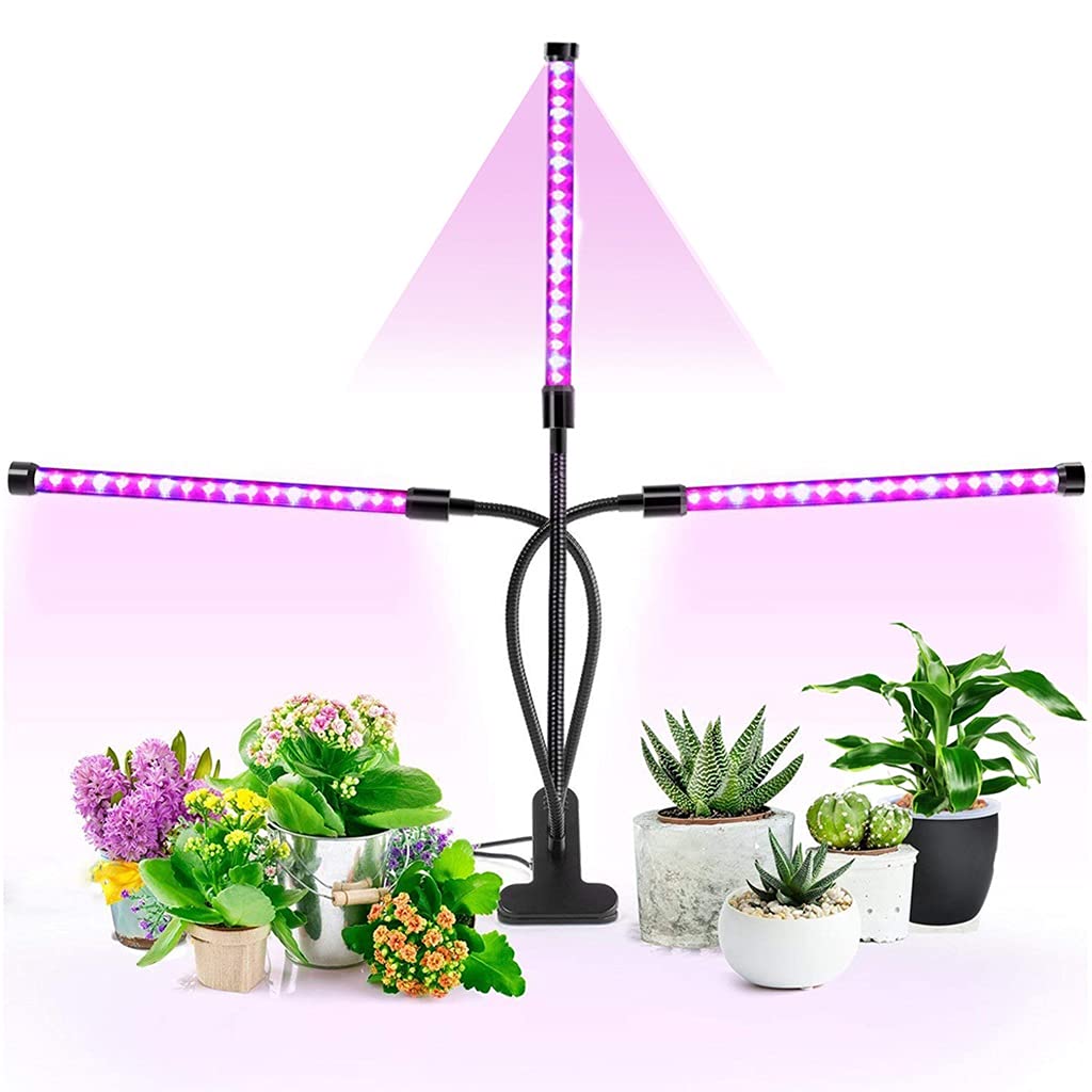 Luz de Planta LED de Espectro Completo, Grow Light para Plantas de Interior, Temporizador 3/9 / 12H, 9 Nivel Regulable, Cuello de Cisne Ajustable, 3 Modos de Cambio