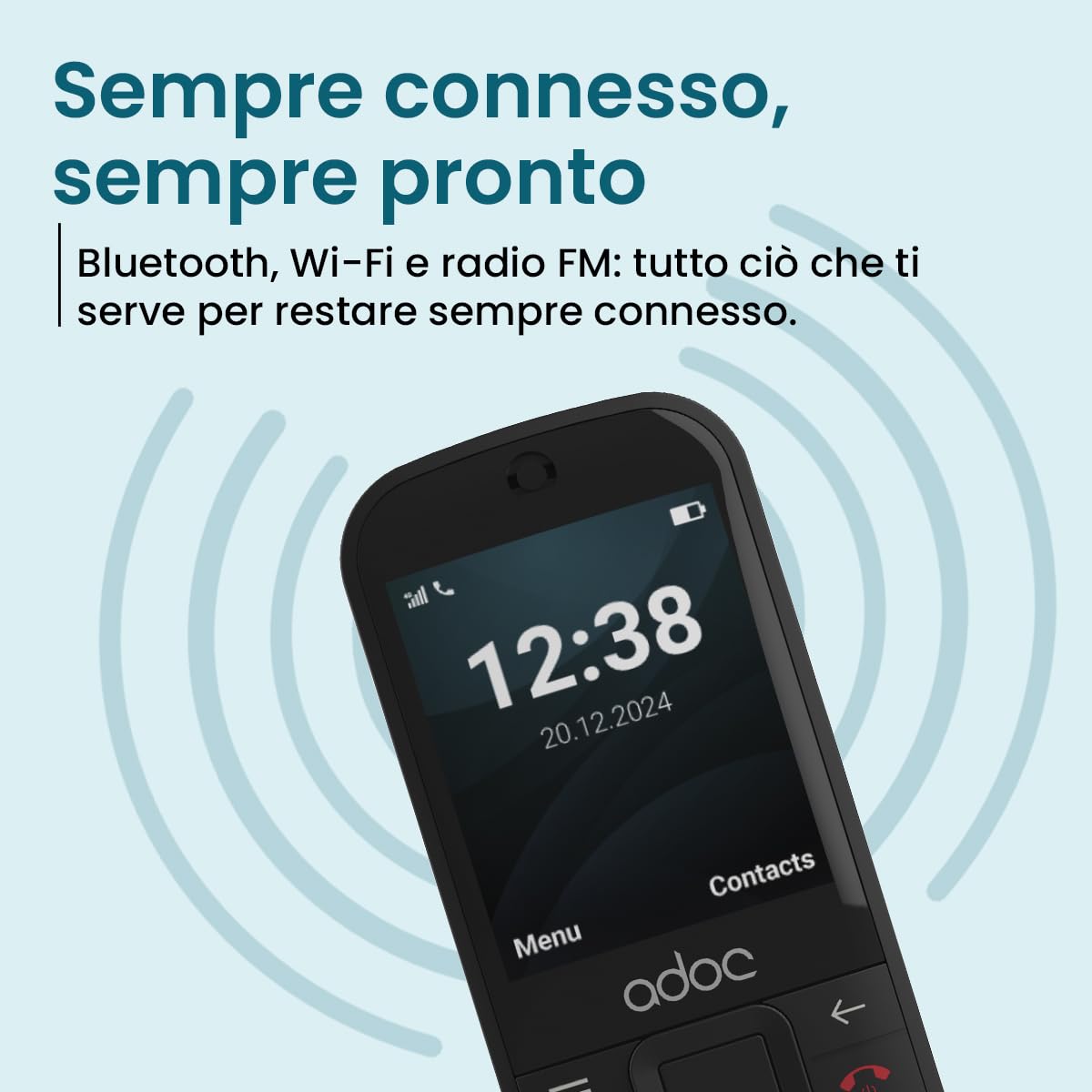 ADOC K6 Telefono cellulare 4G gratuito per anziani con tasti grandi e Android 12. Telefono senza fili con scheda SIM. con HD Voice, Volte, VoWiFi, Bluetooth, Wi-Fi. Apparecchi acustici compatibili
