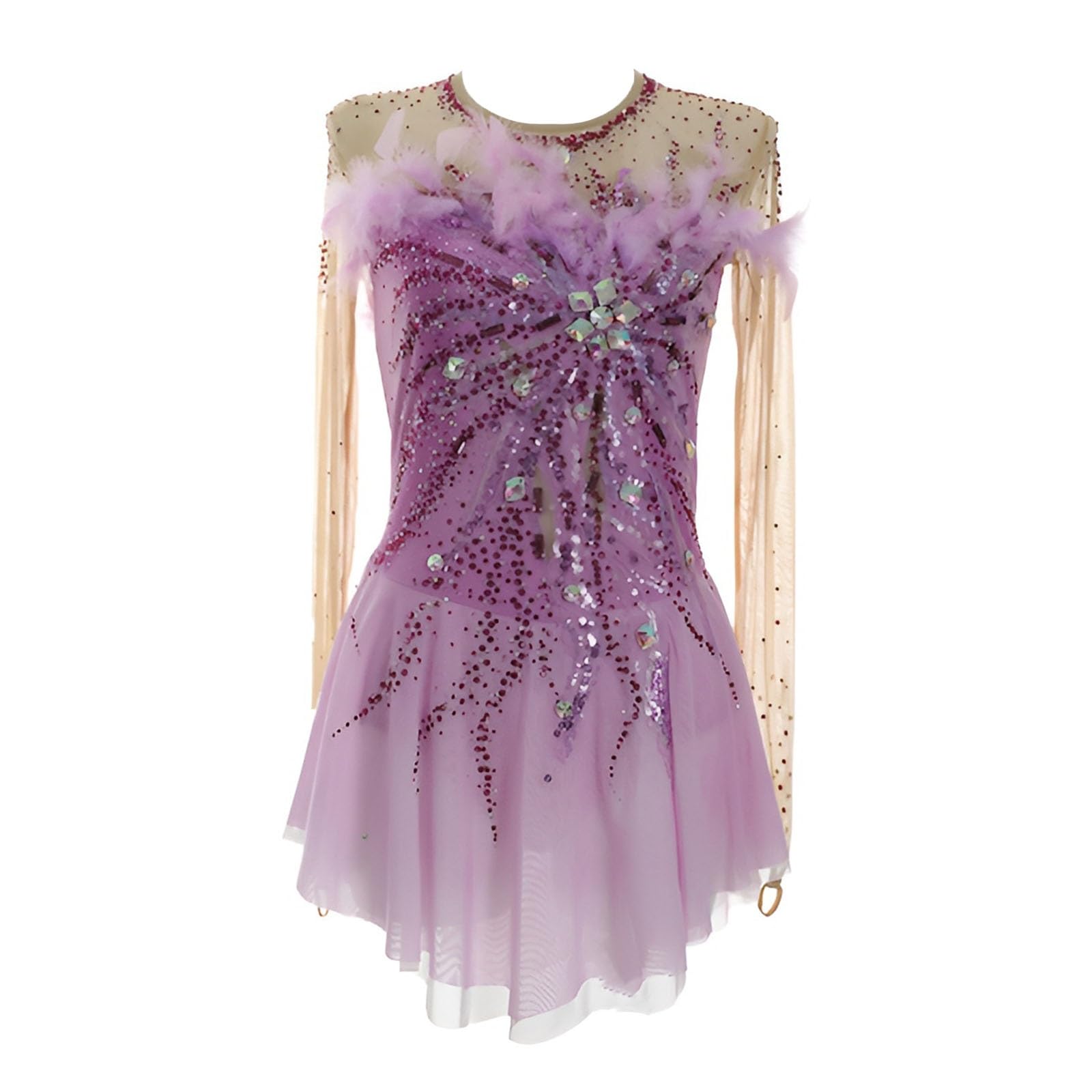 Figure Skating Dress for Girls, High Elasticity Ice Skating Dress for Competition, Customizable Team Uniforms(Large) Purple