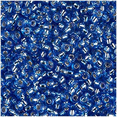 Silver Lined Sapphire Blue Miyuki Seed Beads Round Size 11/0, 24 Gram Tube 11-19