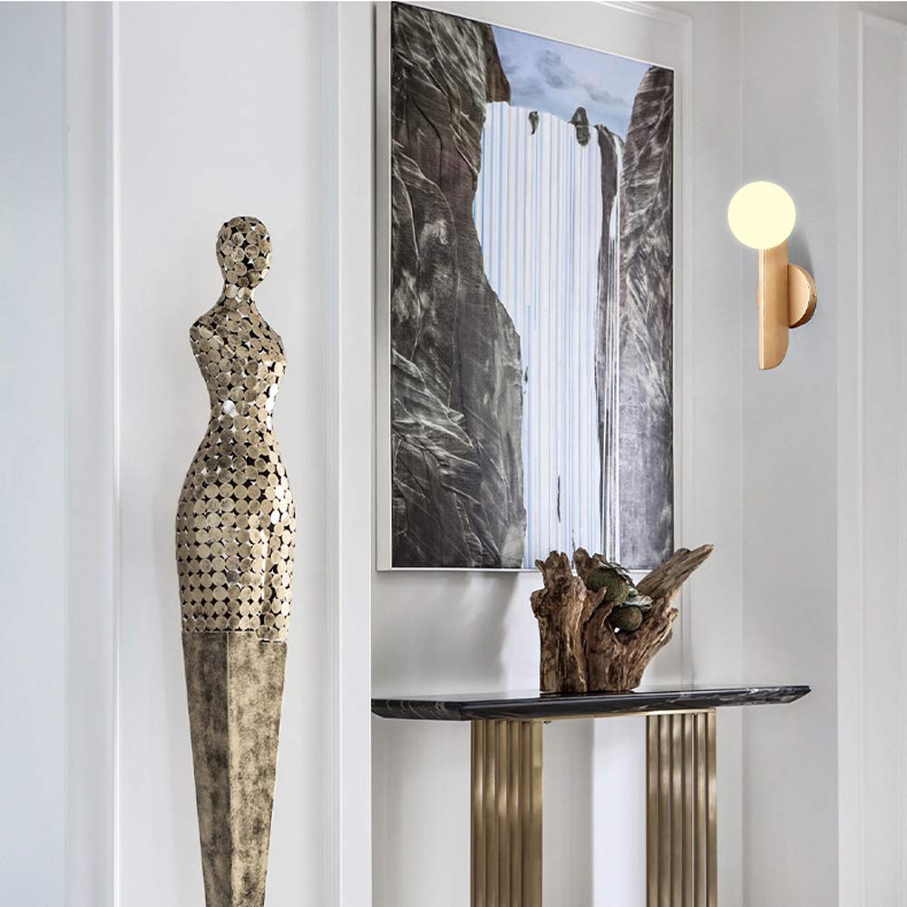 Lámpara de pared Creativa de Interior de vidrio nórdico, lámpara de pared Simple, lámpara de pared con Base de Hierro E27 adecuada para dormitorio, mesita de Noche, escaleras, pasillo, pared, lámpara