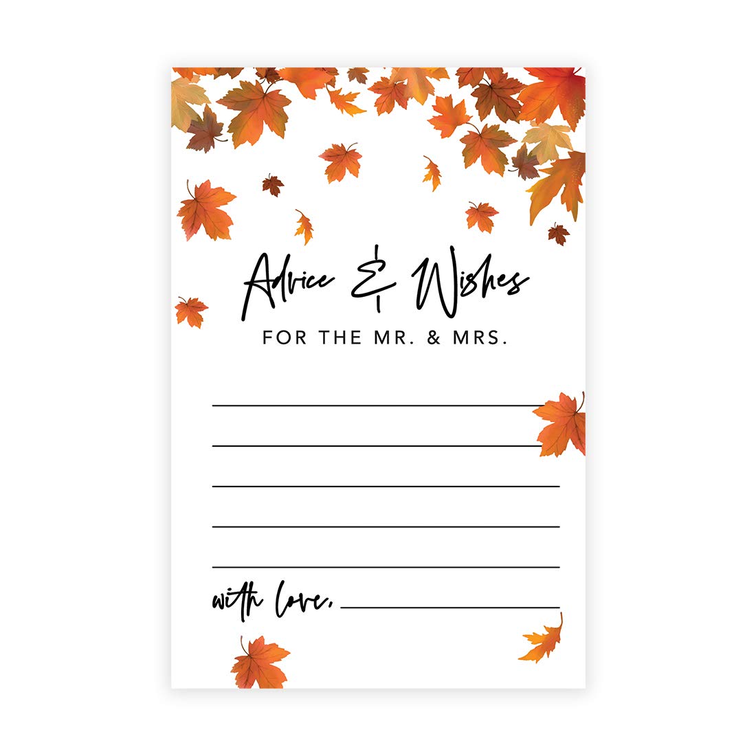 Andaz Press Autumn Fall Maple Leaves Wedding Advice & Well Wishes Guest Book Cards for Bride and Groom, Bridal Shower Advice Cards, Marriage Advice,