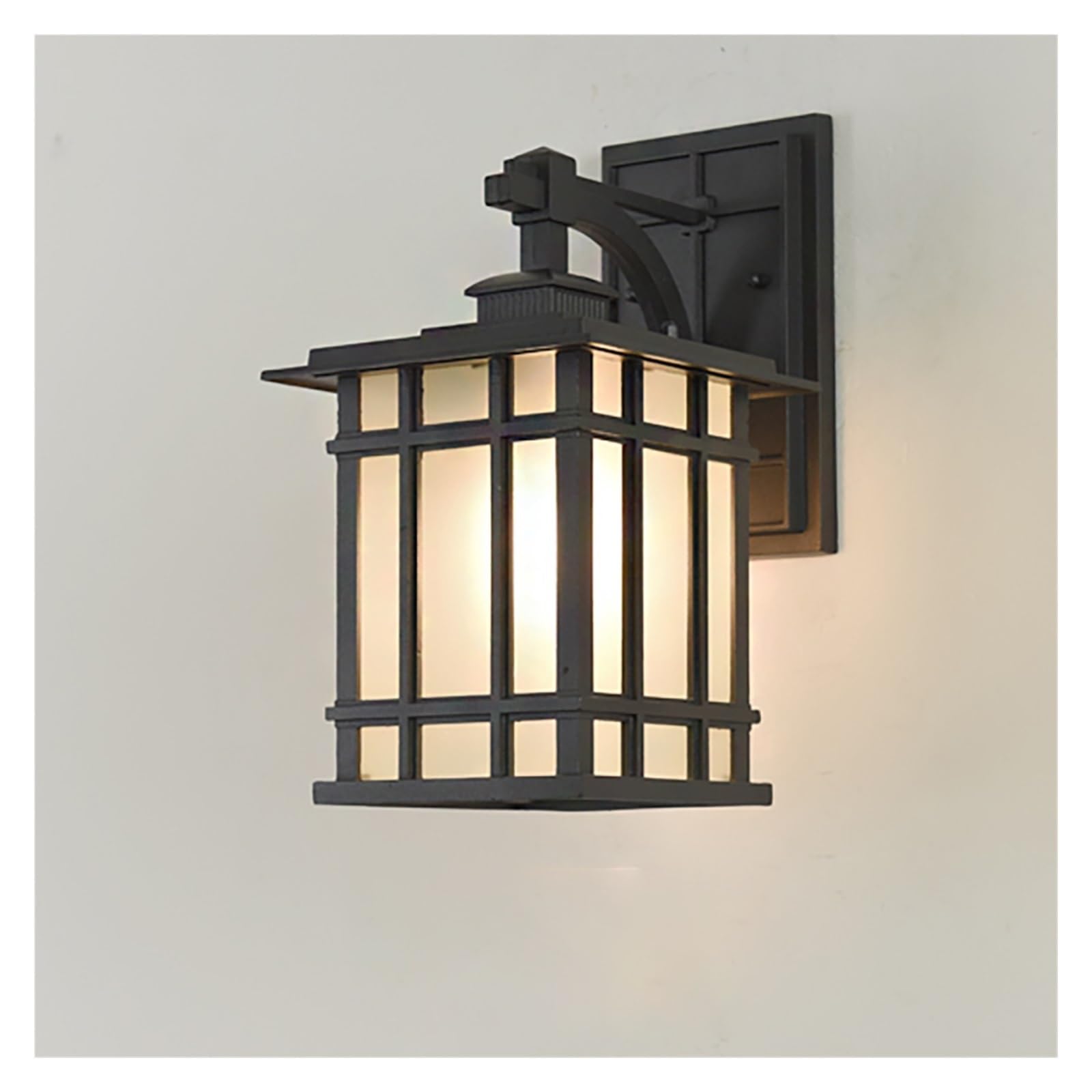 OZBMA Aluminium Glass Lantern Wall Light Outdoor Lamp Traditional Square Sconce for Porch Garden Villa Hotel Corridor(32cm/12.59in)