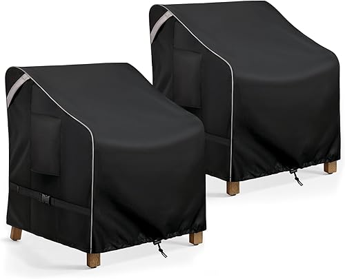 Miniatura 10 de COSFLY Fundas impermeables para sillas de patio para muebles de exterior, fundas de asiento profundo, fundas de muebles de césped para hasta 32