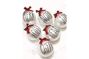 Decorative Farmhouse Christmas Ornament, 6-Piece, Red White Black Decor Set for Rustic Holiday Festivities