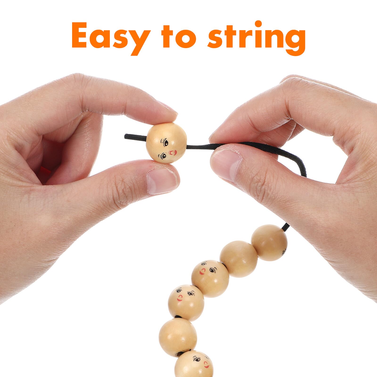 Mobestech Cuentas Resistentes con Cara Sonriente 50 Redondas de Madera y Decorativas para Manualidades Ideales para Hacer Muñecas y Proyectos de Bricolaje