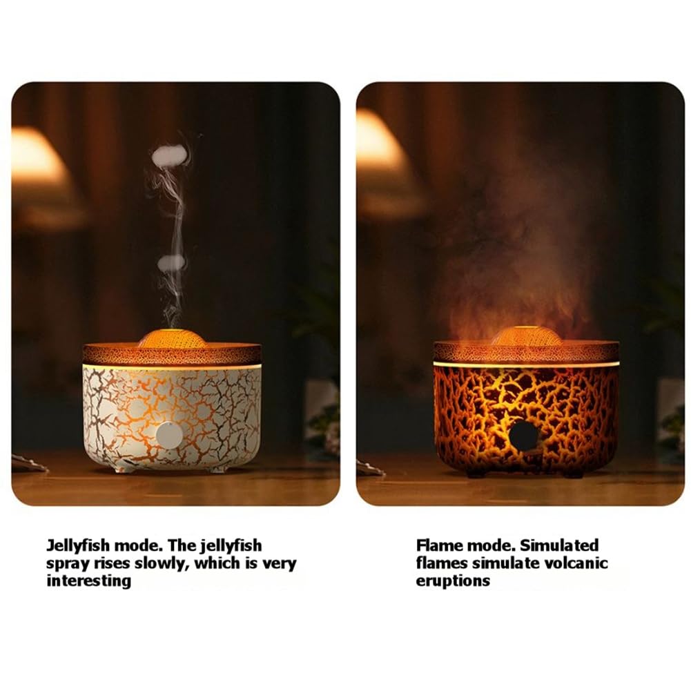 Diffuseur D'Huiles Essentielles D'Aromathérapie 560ml Ultrasonique Brume Fraîche Flamme & Volcan 2 Modes de Brume Prise US
