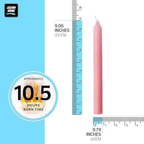 Miniatura 101 de Axiom Candles Velas altas sin goteo de 10 pulgadas sin perfume y sin humo, 9 horas de tiempo de combustión, velas cónicas para el hogar, cenas