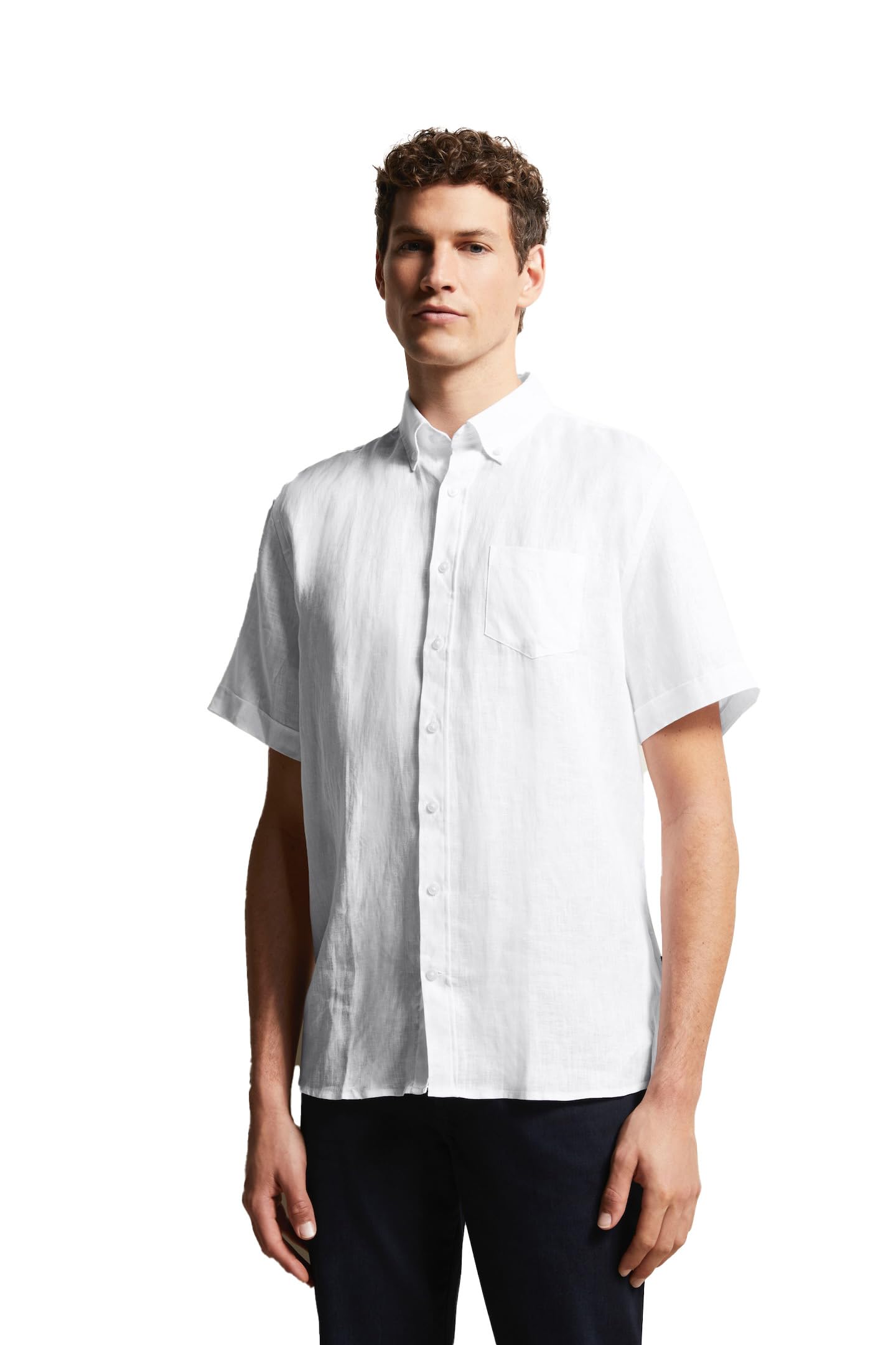 bugatti Men's Casual Shirt 1:2 Sleeves, White-10, S