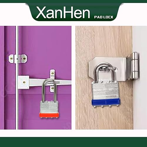 Miniatura 7 de Candados de acero laminado resistente con llave, cerraduras iguales con llave, candados de grillete largo, XanHen, cuerpo ancho de 1-916 pulgadas