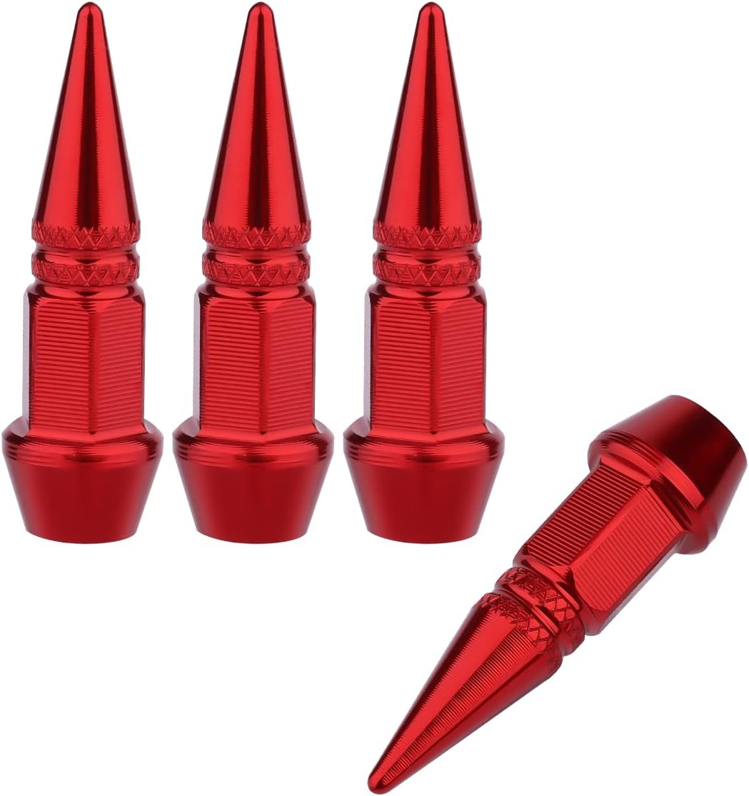 AIEX 4 Packs Spiked Aluminum Valve Stem Caps, Heavy Duty