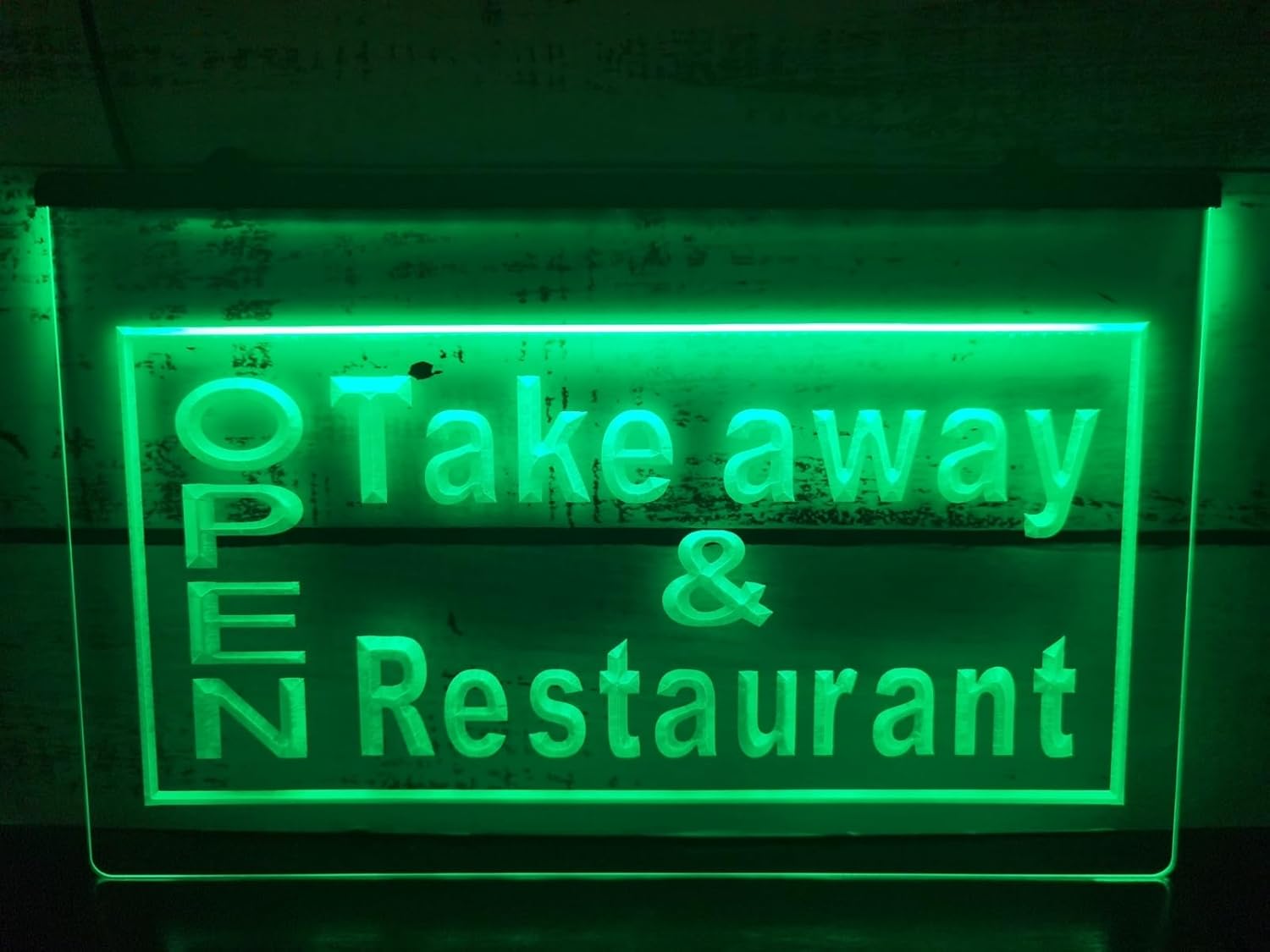 OPEN テイクアウトレストラン LED サイン、カスタム USB 電源 3D 彫刻ライト 調光器付き、カフェ店舗用 壁掛け 調光可