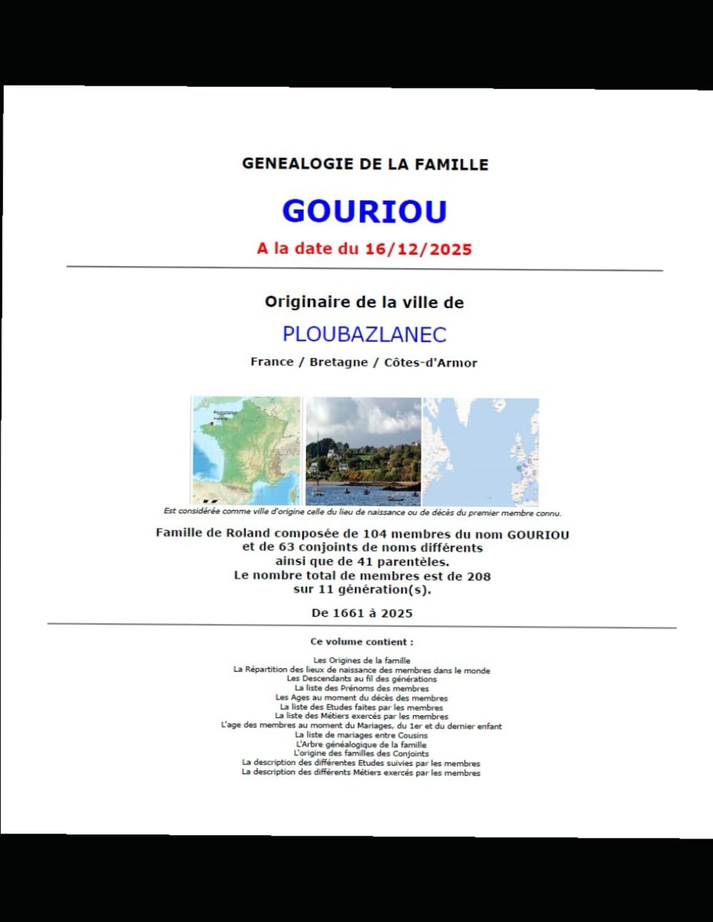 Généalogie GOURIOU Arbre et Autres