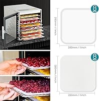 Vista 2 de 8 Pcs Silicone Food Dehydrator-Trays with Edge, 8 Pcs Mesh Dryer Mats,Reusable Non Stick Silicone Dehydrator Sheets (11x 11in) for Liquids,Fruit