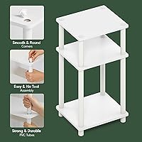 Vista 5 de Furinno Turn-N-Tube Side Table, 3-Tier End Table with Open Shelf, Toolless Assembly Night Stand, Bedside Table, for Living Room, Bedroom, White