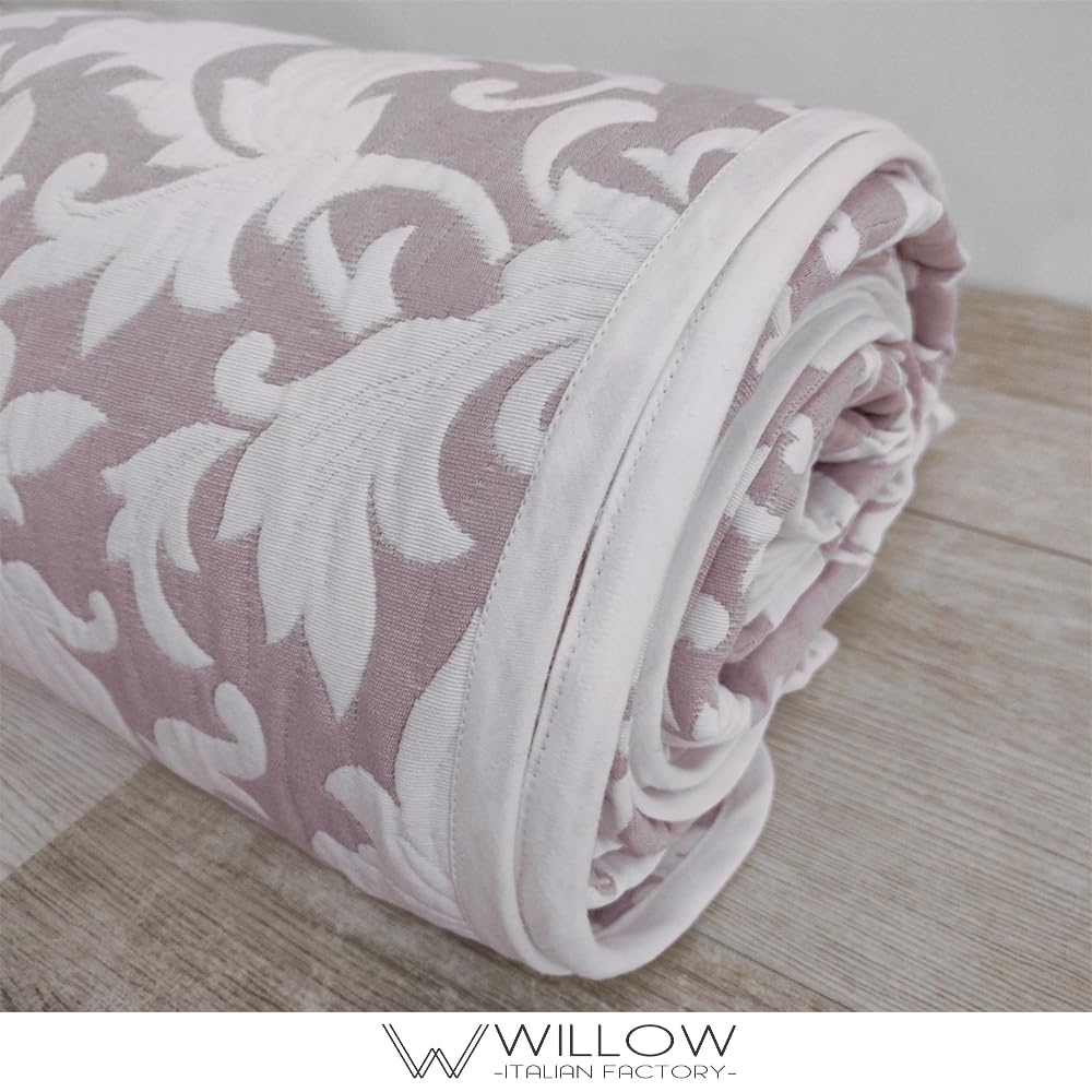 Karma - Colcha jacquard de verano y primavera (rosa antiguo, 1 plaza y 1/2)