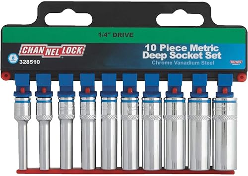 Channellock Productos Métrico 1/4" Drive 6 puntos Deep Socket Set (10 piezas)