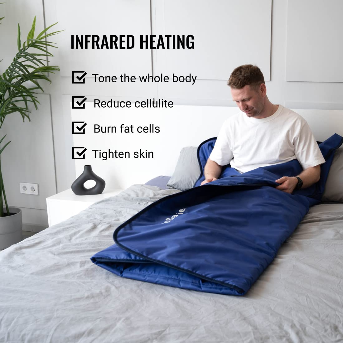 Infrasauna - Manta infrarroja para sauna 180x220 cm, control remoto de 2 zonas, spa portátil en casa, terapia infrarroja infrarroja, desintoxicación corporal, sudoración caliente, antienvejecimiento