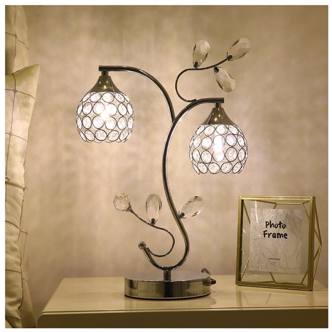 AZHKJKZH Table Lamp Metal Table Lamp Crystal Lampshade Bedside Modern Nightstand Desk Light For Home