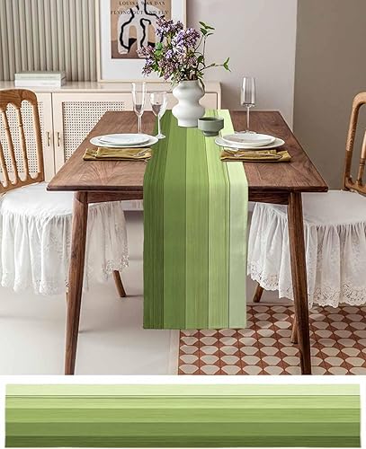 Miniatura 308 de Camino de mesa de algodón y lino estilo granja rústico retro, textura de madera de granero, color degradado marrón y gris, antideslizante,