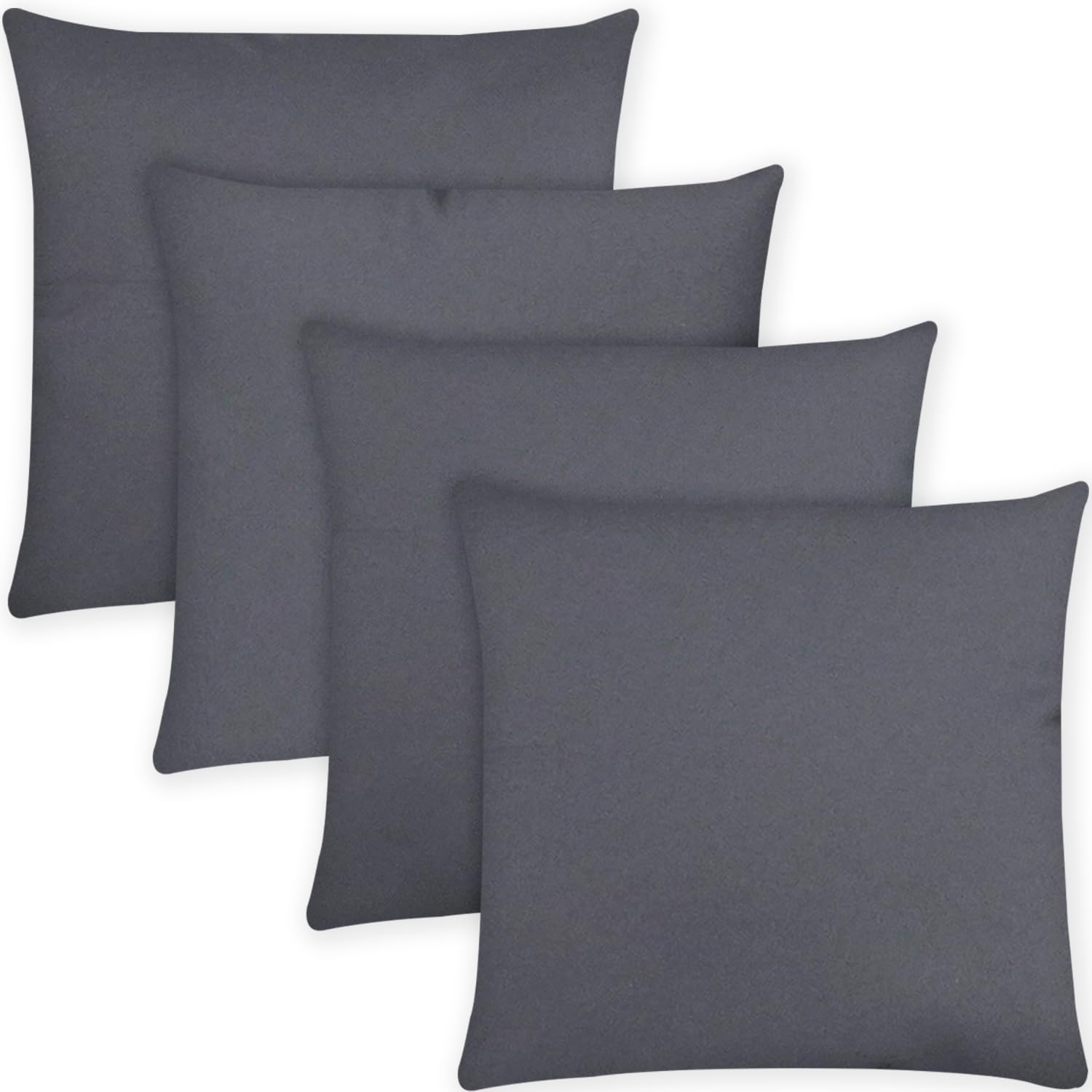 Covers & All Premium Square Throw Pillow Inserts with Covers Set of 4, 12x12 Inches Charcoal Gray, Decorative Cushions for Couch Sofa Home Decor
