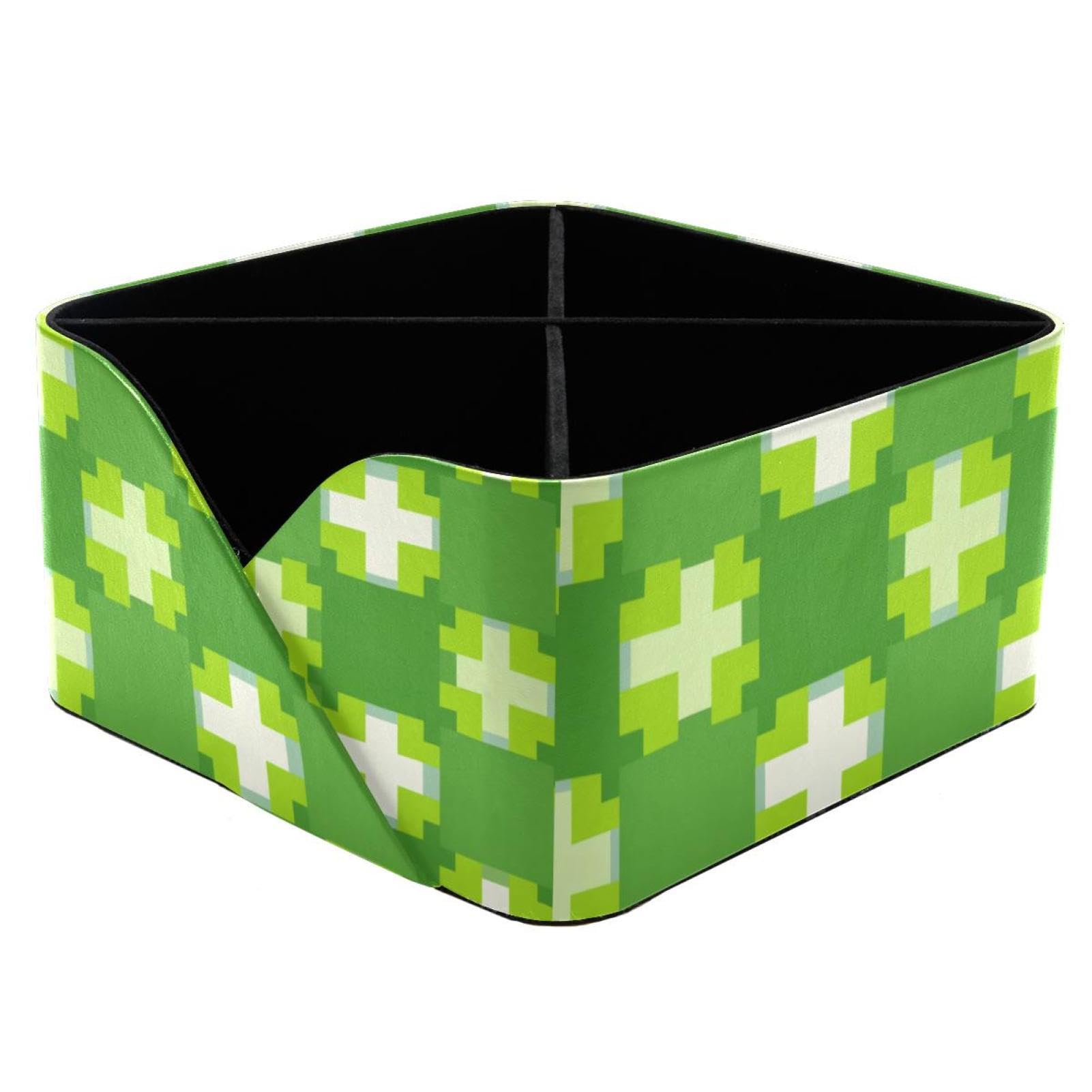 Organiseur de bureau et boîte de rangement vert géométrique pour fournitures