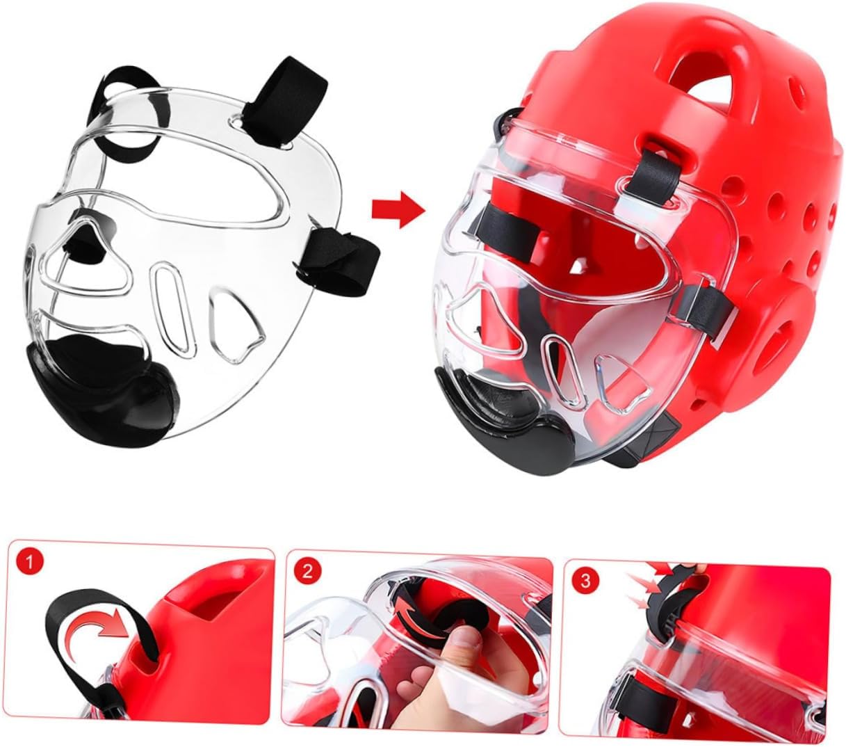 2pcs Adults Sparring Gear Detachable Karate Face Protector Lightweight Taekwondo Headgear for Martial Arts Bonding Multi Sport Application