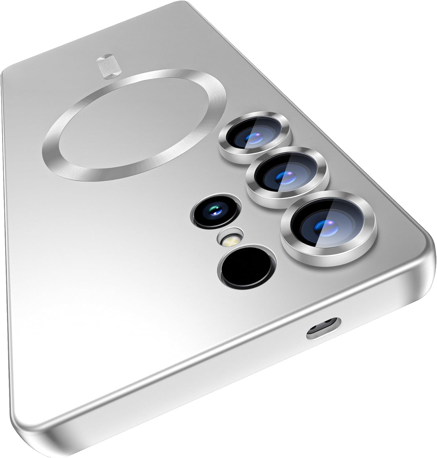 DIZORO Samsung S24 Ultra case Compatible with Mag Safe Matte Luxury Metallic Luster Flexible TPU Shockproof Back Cover with Camera Protector Lens -nEW Silver-image-39