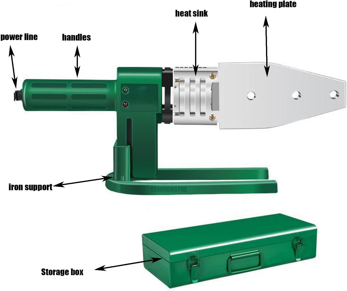 1000W Professional Pipe Welding Machine DIY Pipe Heating Hot Melting Welding Tool 220V Plastics PE Pipe Welding Device with 20-63Mm Die Head for PVC Plumbing Projects