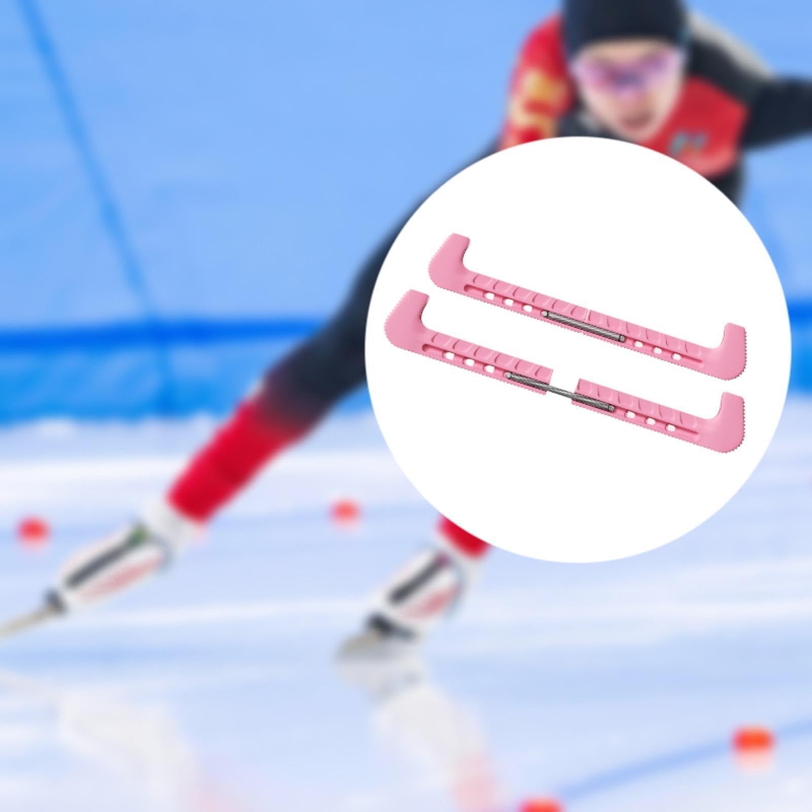 Vaveren 2Pcs Skating Blade Cover Ice Skate Guards Protective Adjustable Ice Skate Blade Covers for Sports Figure Skating Teens Adults, Pink