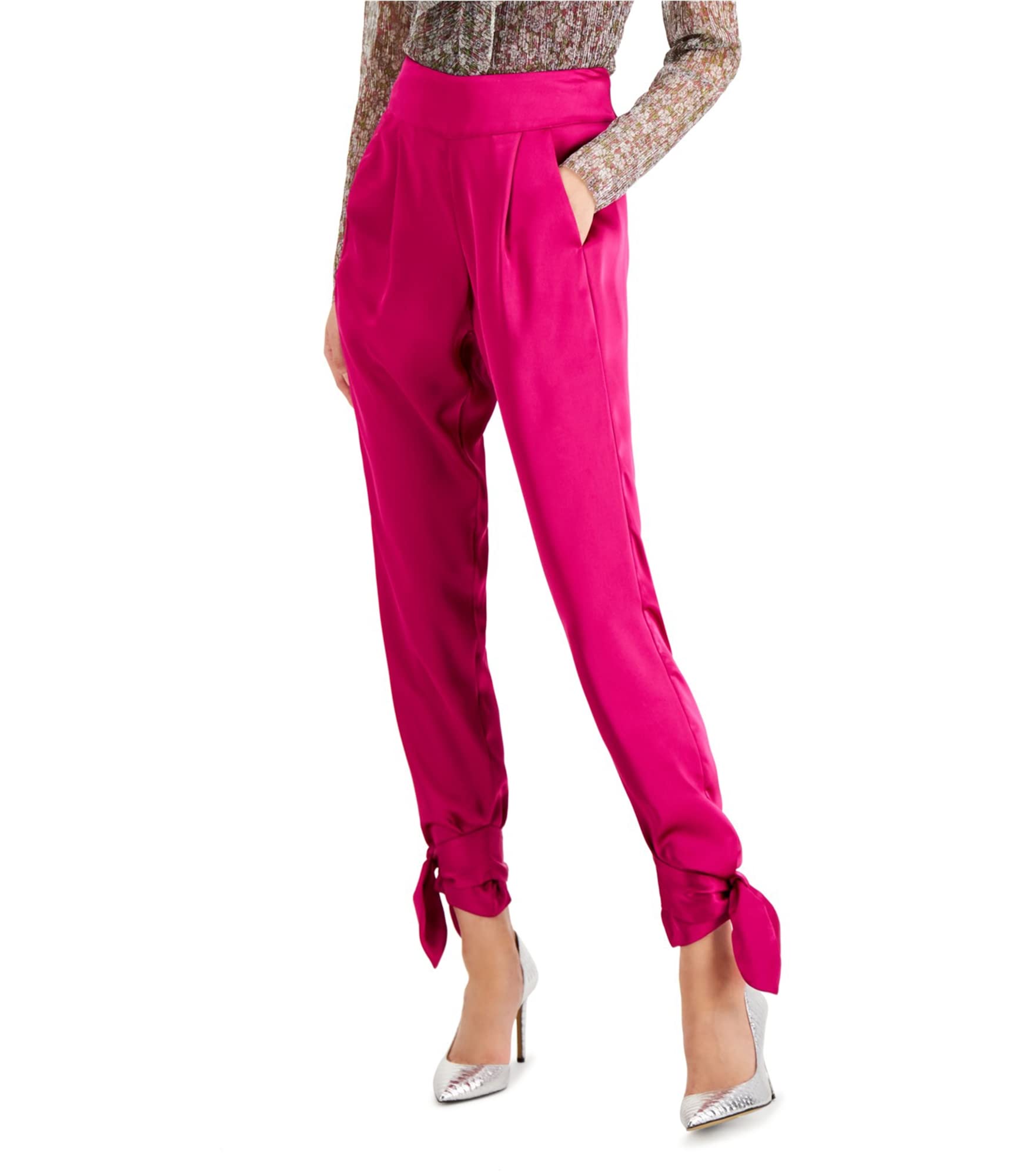 I-N-C Womens Tie Bottom Casual Trouser Pants Purple 12