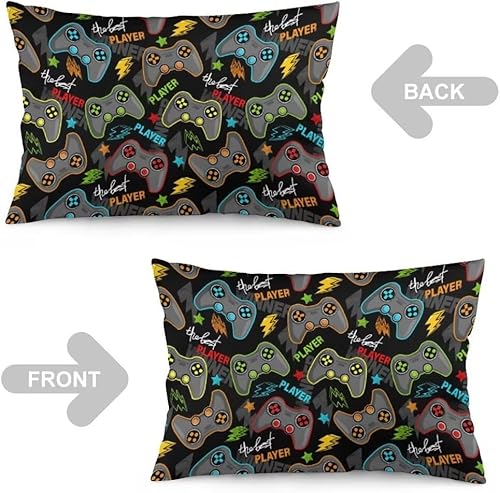 Miniatura 5 de NANILALA Juego de 2 fundas de almohada con control de videojuegos, tamaño Queen, funda de almohada lumbar con patrón de videojuegos para niños,
