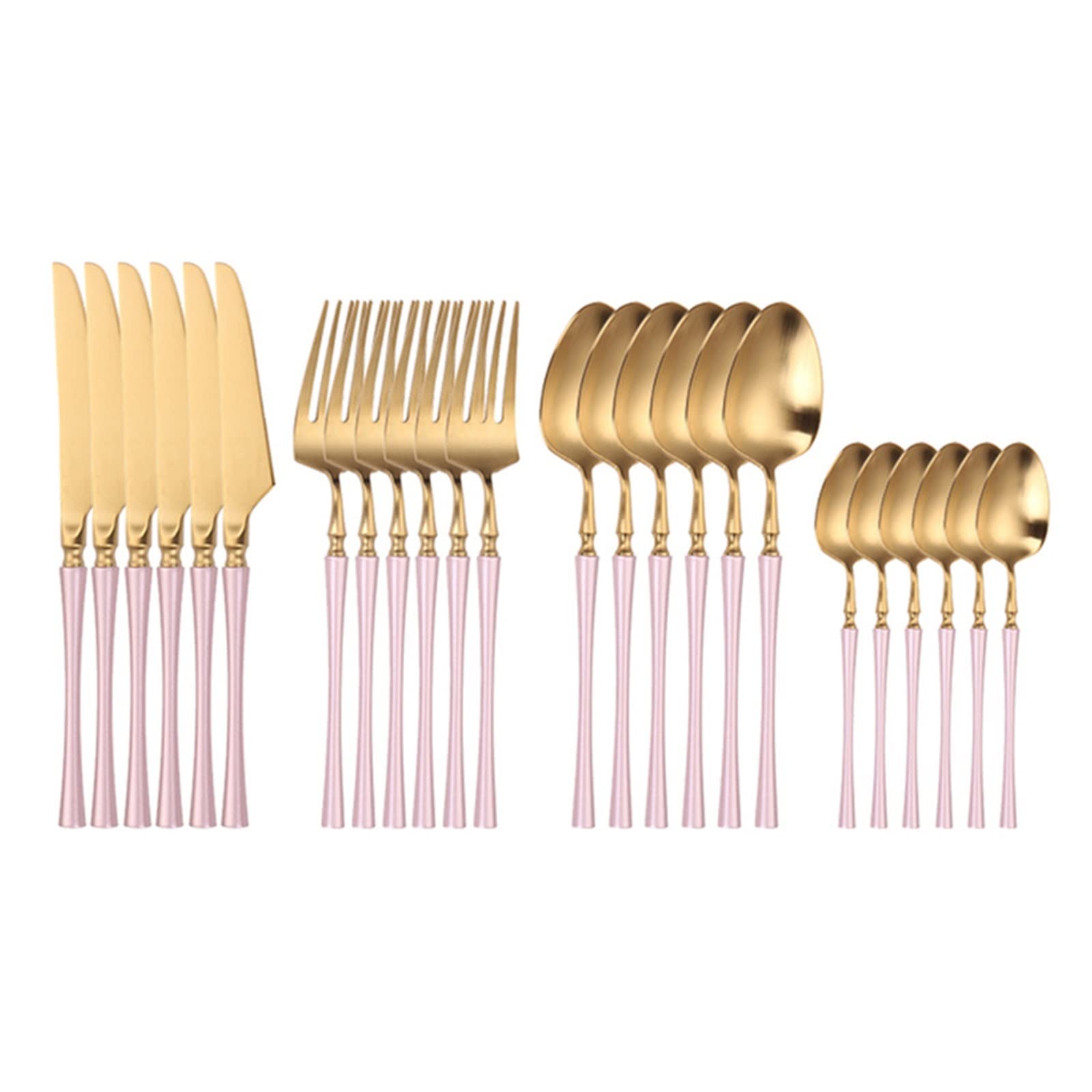 Ensemble de Couverts en Acier Inoxydable, 6 pièces/24 pièces, Vaisselle de Luxe en Acier, fourchettes dorées, cuillères, Couteaux, Ensemble de Couverts en Acier