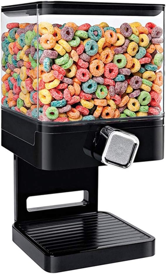 Li-HIM Single Cereal Dispenser Dry Food Container Machine/Transparent Square Plastic Air Tight 3.7L Food Storage Canisters,White