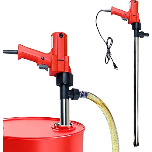2480W Electric Fuel Transfer Pump, 110V 13000RPM, Includes 3M Steel Wire Hose + 91CM Stainless Steel Tube for Diesel, Lubricants, Water, Slightly Viscous Liquid - 55 gallon electric barrel pump